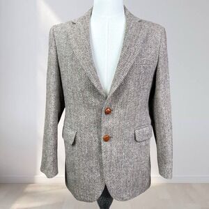 Harris Tweed Blazer Men 38R Herringbone Handwoven Scottish Wool Fleck Sport Coat